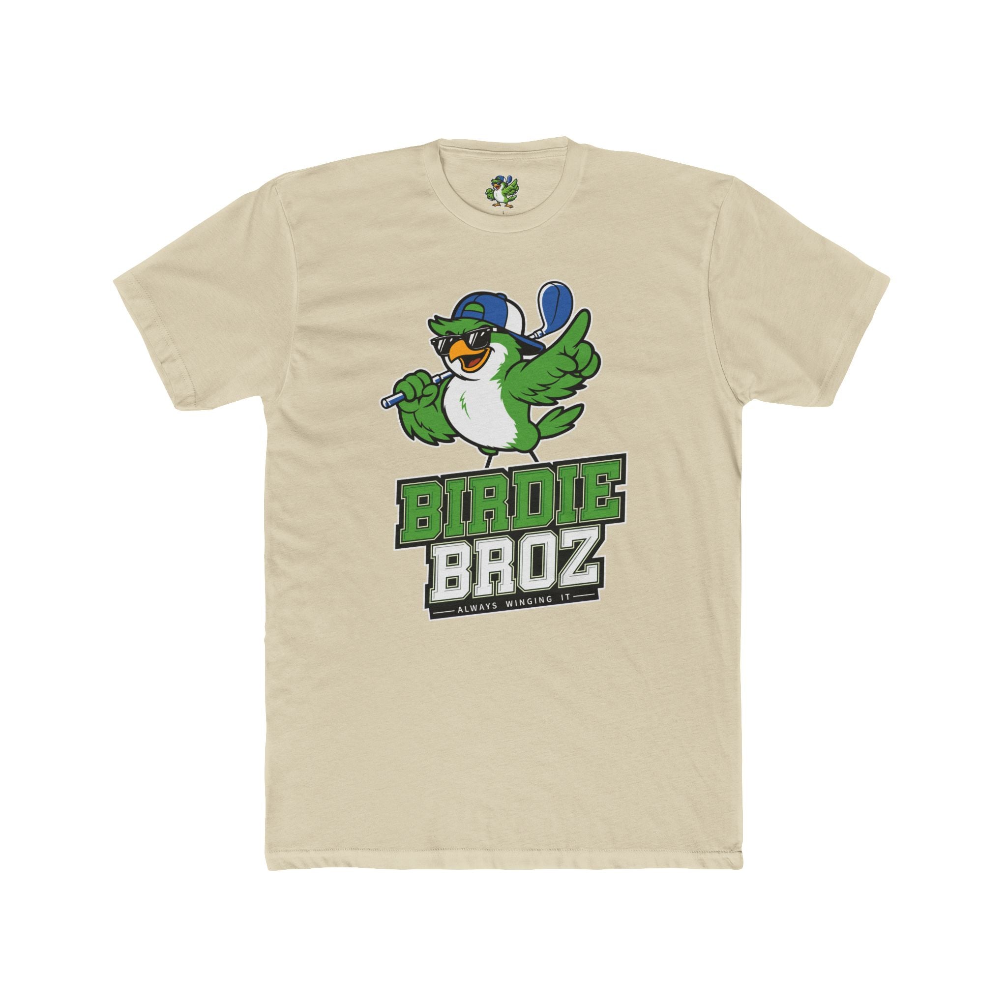 Birdie Broz Golf T‑Shirt – Cartoon Bird Mascot 'Birdie Broz' Tee