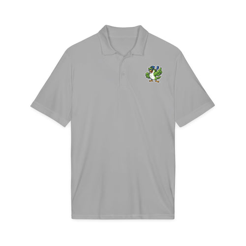 Embroidered Green Parrot Polo — Tropical Bird Chest Logo