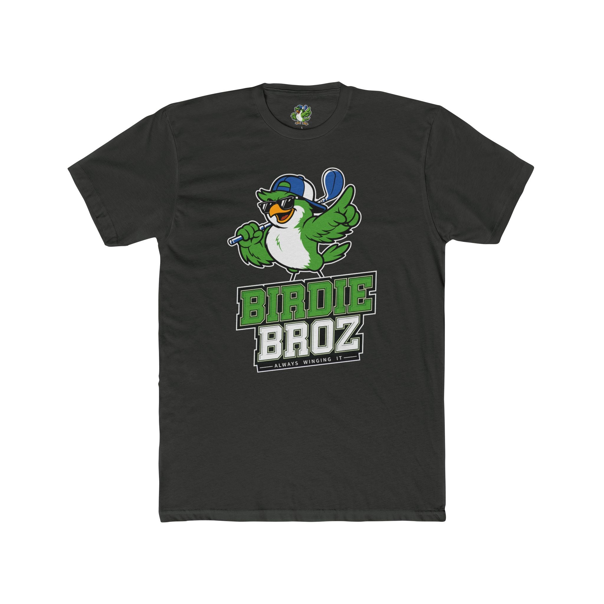 Birdie Broz Golf T‑Shirt – Cartoon Bird Mascot 'Birdie Broz' Tee