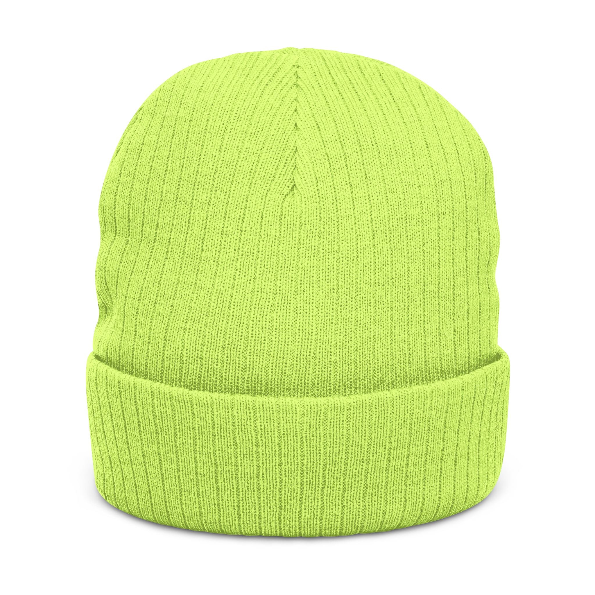 Embroidered Green Parrot Ribbed Beanie — Cute Tropical Bird Knit Hat