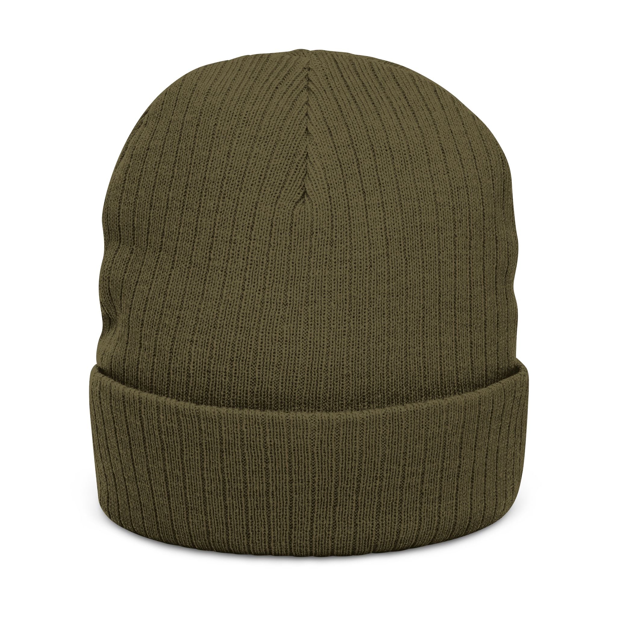 Embroidered Green Parrot Ribbed Beanie — Cute Tropical Bird Knit Hat