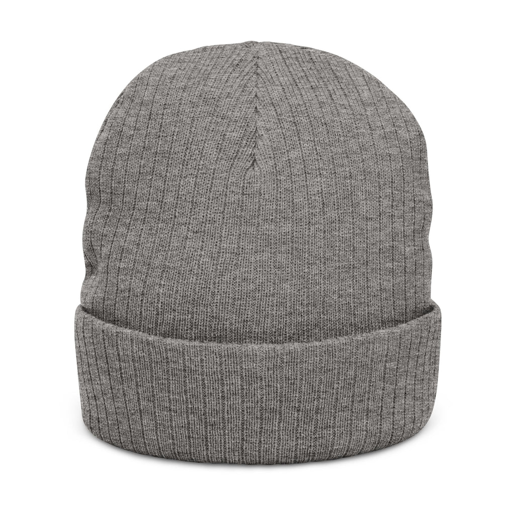 Embroidered Green Parrot Ribbed Beanie — Cute Tropical Bird Knit Hat