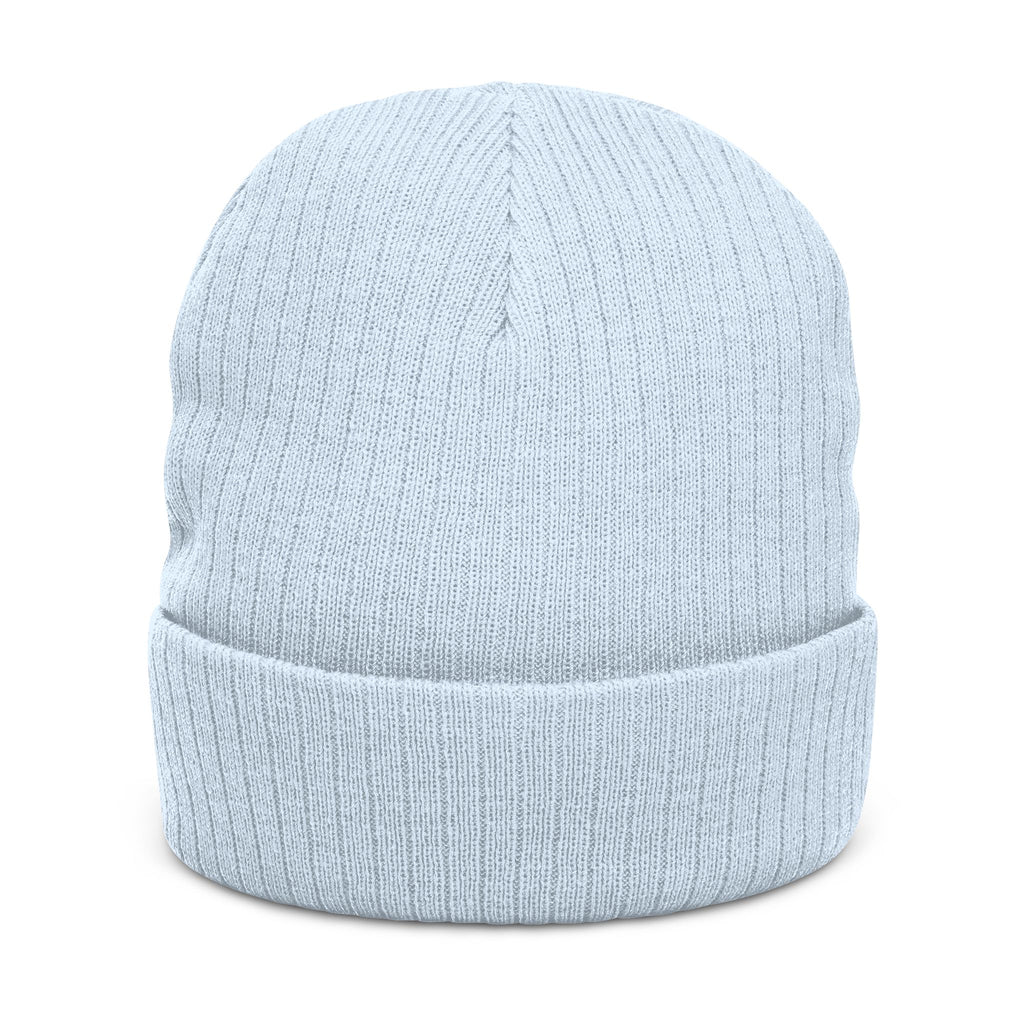Embroidered Green Parrot Ribbed Beanie — Cute Tropical Bird Knit Hat