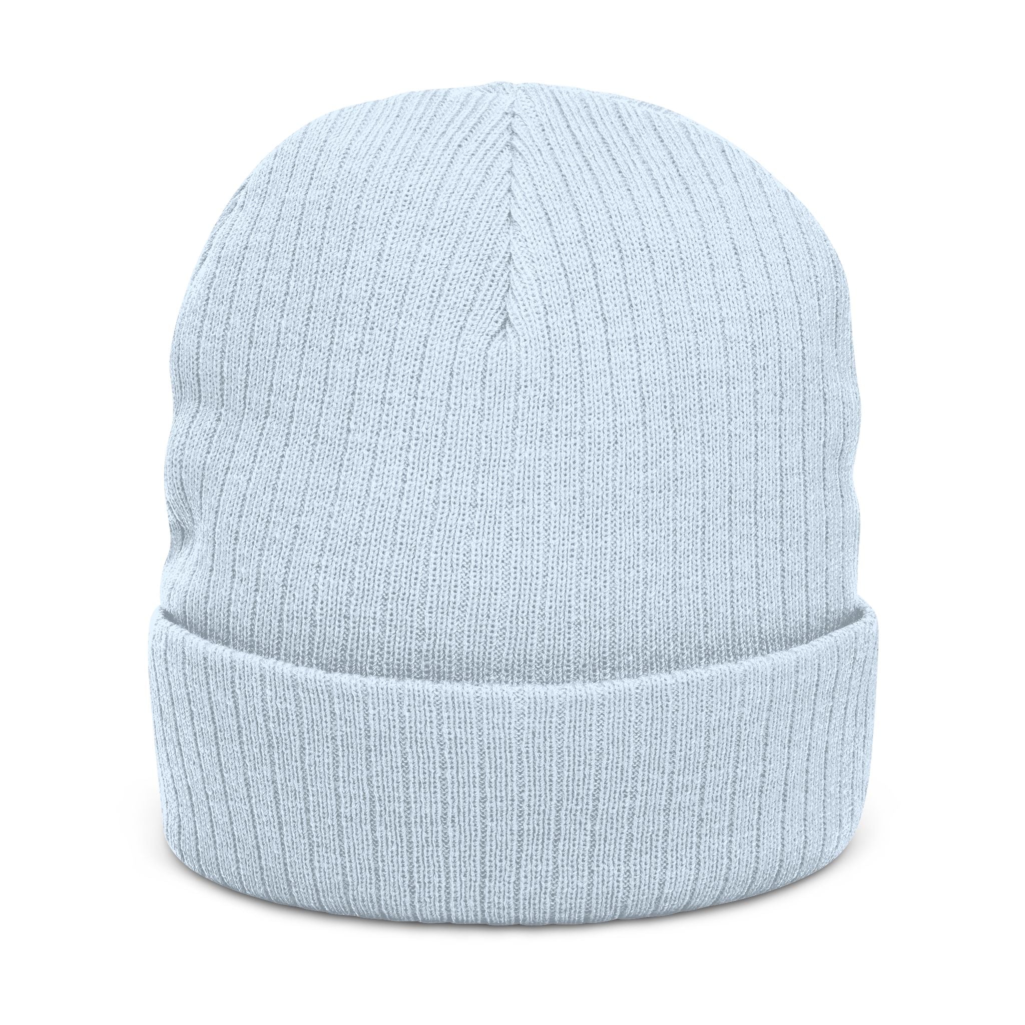 Embroidered Green Parrot Ribbed Beanie — Cute Tropical Bird Knit Hat