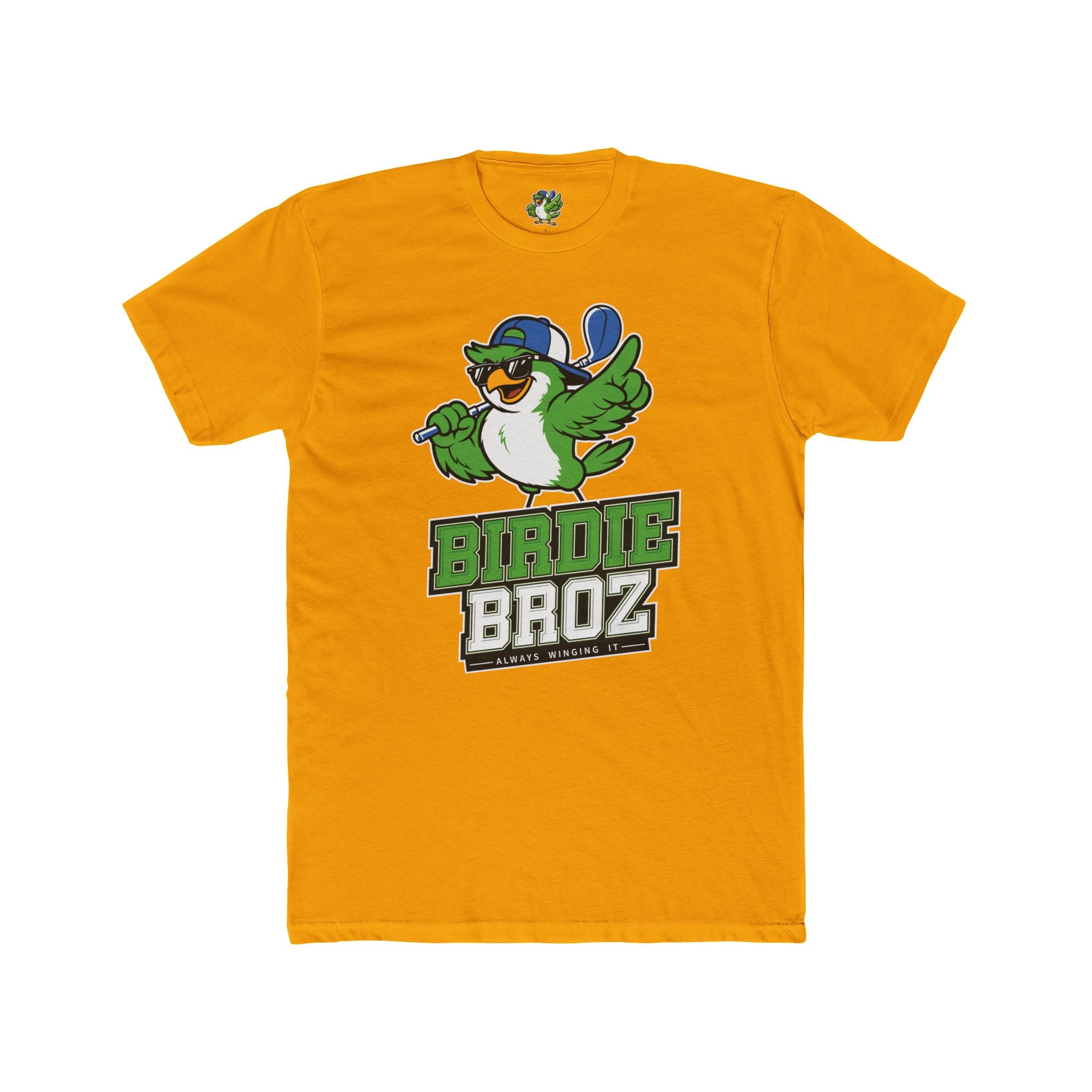 Birdie Broz Golf T‑Shirt – Cartoon Bird Mascot 'Birdie Broz' Tee