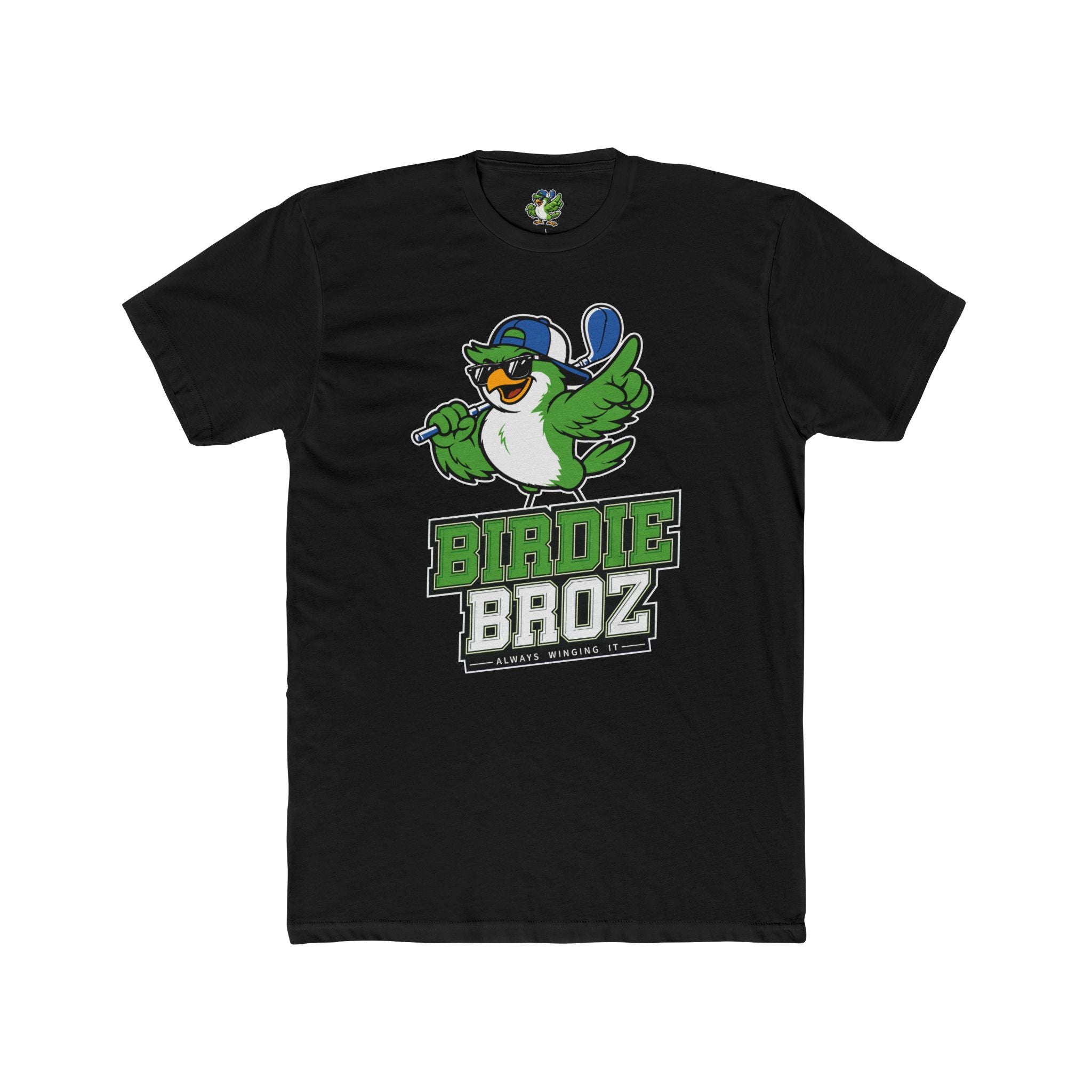 Birdie Broz Golf T‑Shirt – Cartoon Bird Mascot 'Birdie Broz' Tee