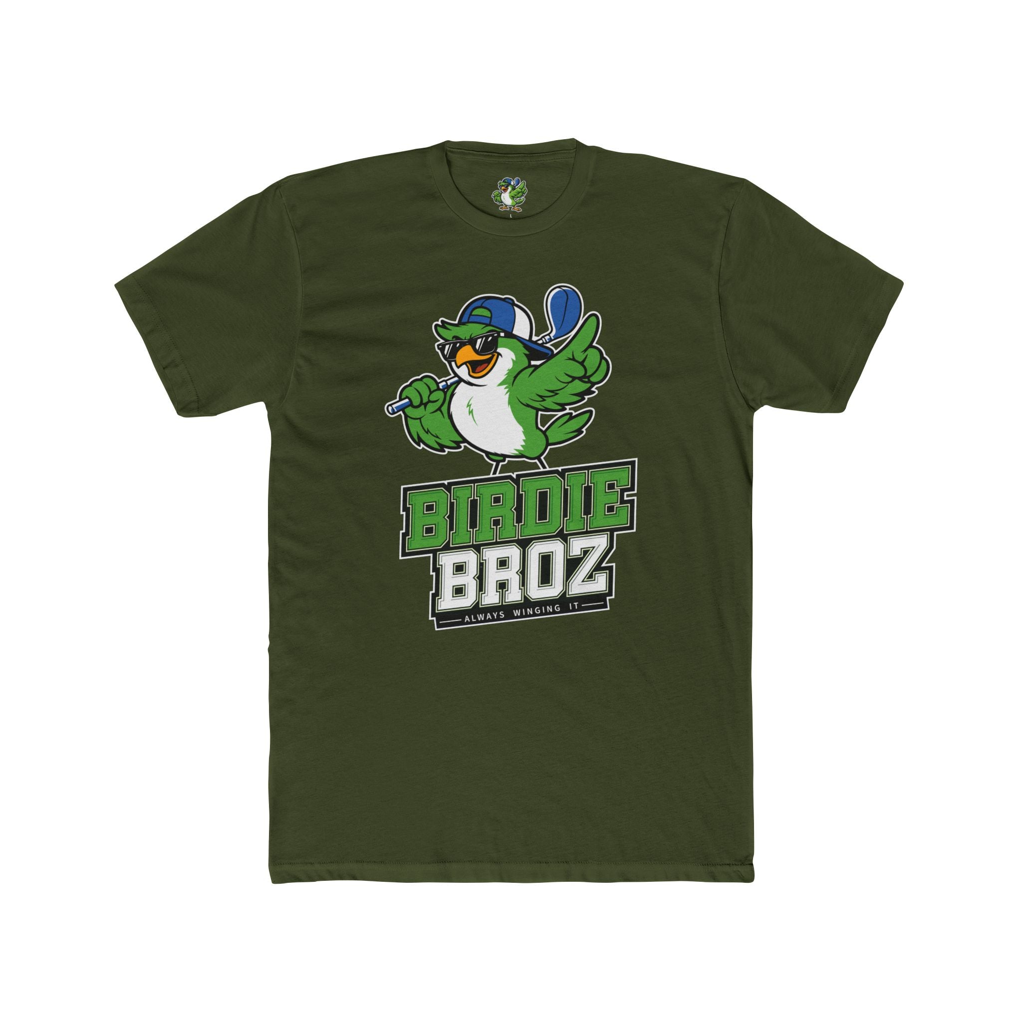 Birdie Broz Golf T‑Shirt – Cartoon Bird Mascot 'Birdie Broz' Tee