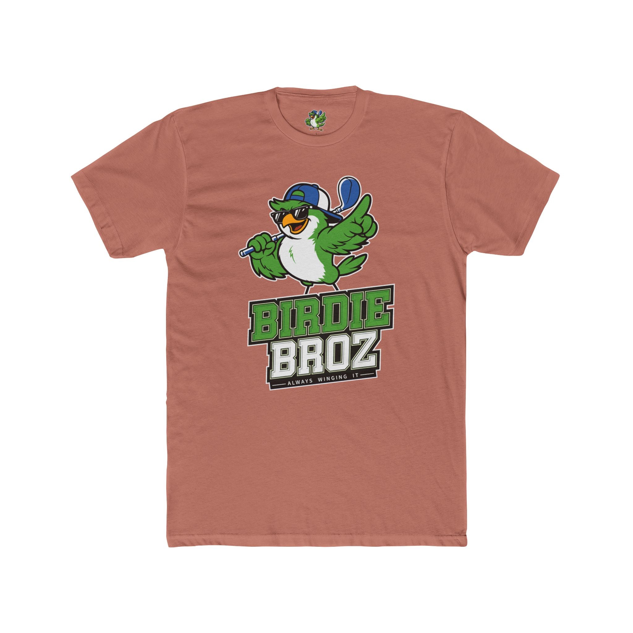 Birdie Broz Golf T‑Shirt – Cartoon Bird Mascot 'Birdie Broz' Tee