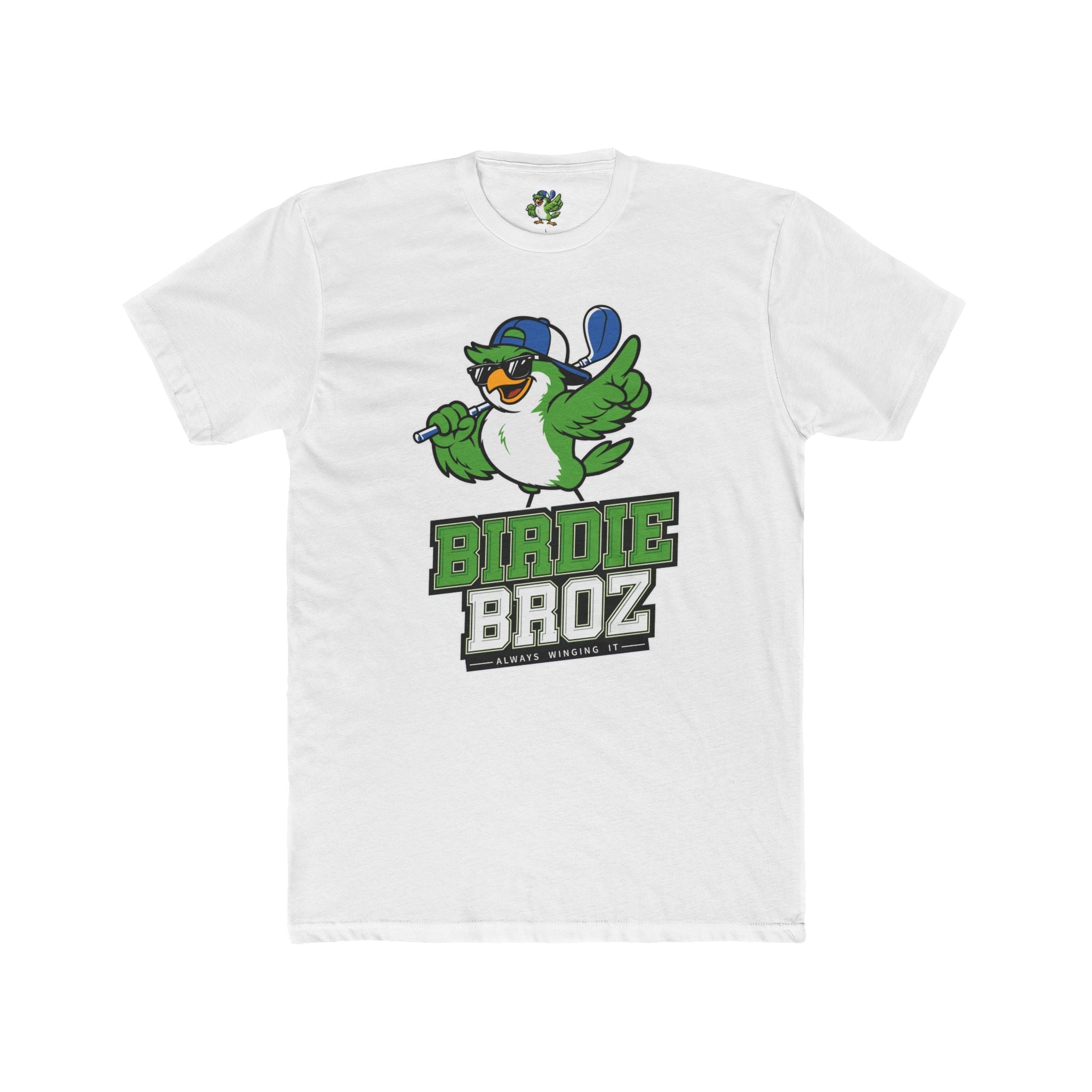 Birdie Broz Golf T‑Shirt – Cartoon Bird Mascot 'Birdie Broz' Tee