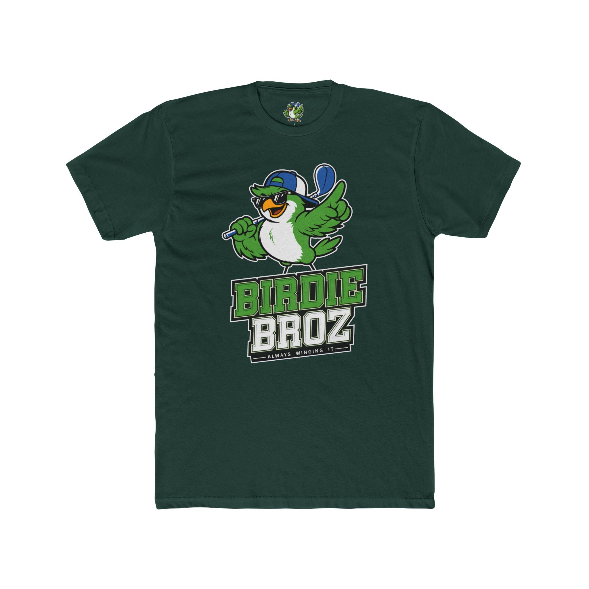 Birdie Broz Golf T‑Shirt – Cartoon Bird Mascot 'Birdie Broz' Tee