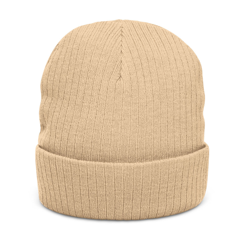 Embroidered Green Parrot Ribbed Beanie — Cute Tropical Bird Knit Hat