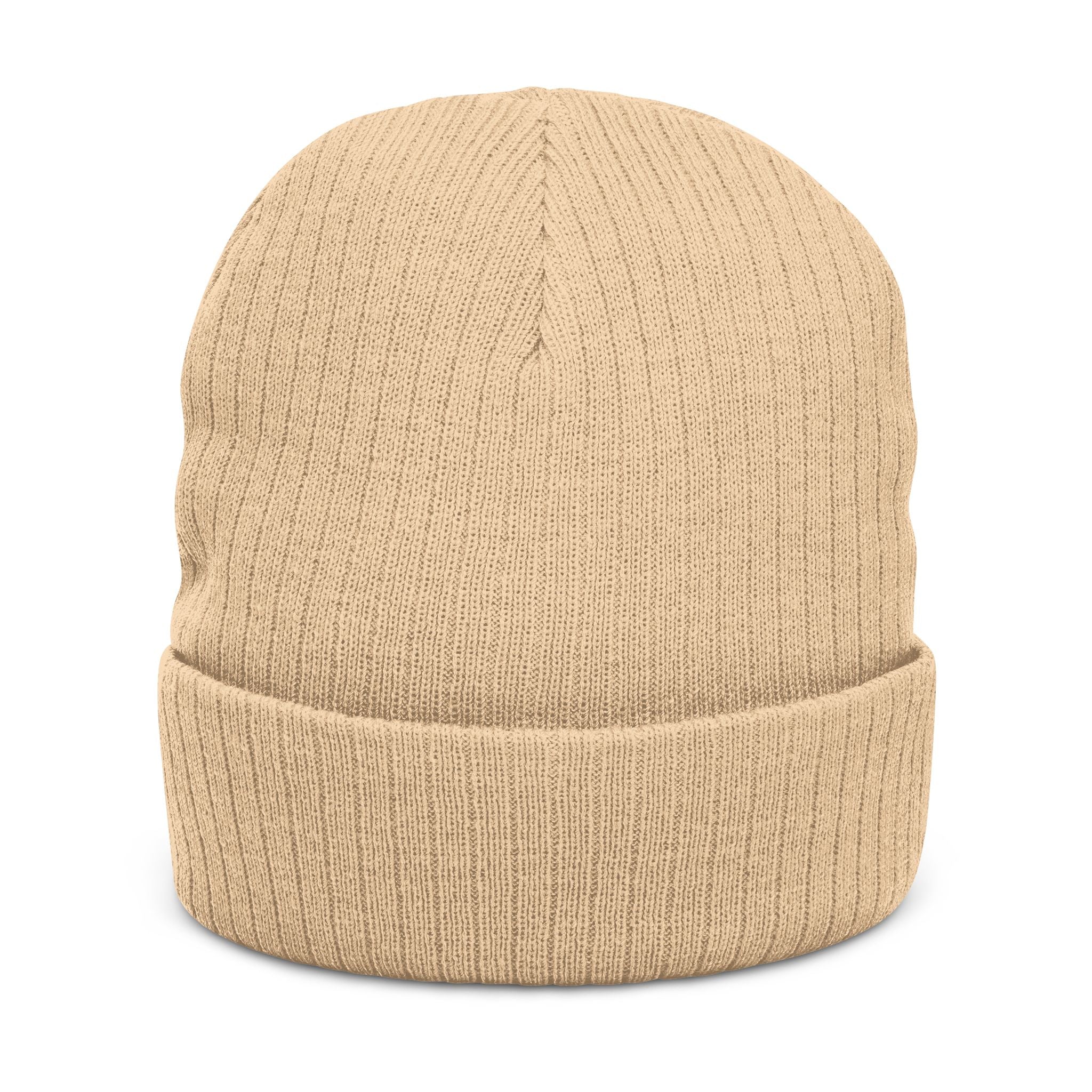 Embroidered Green Parrot Ribbed Beanie — Cute Tropical Bird Knit Hat