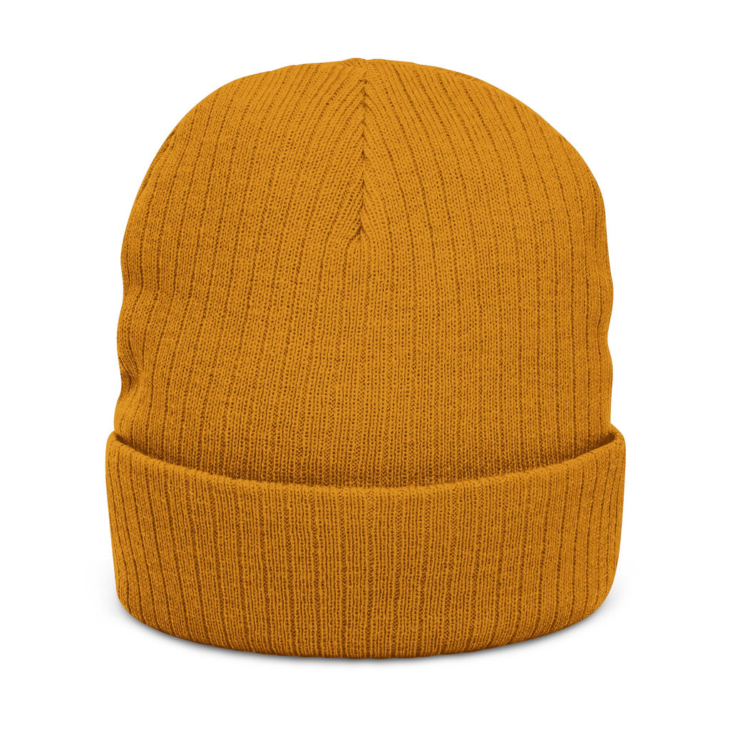 Embroidered Green Parrot Ribbed Beanie — Cute Tropical Bird Knit Hat