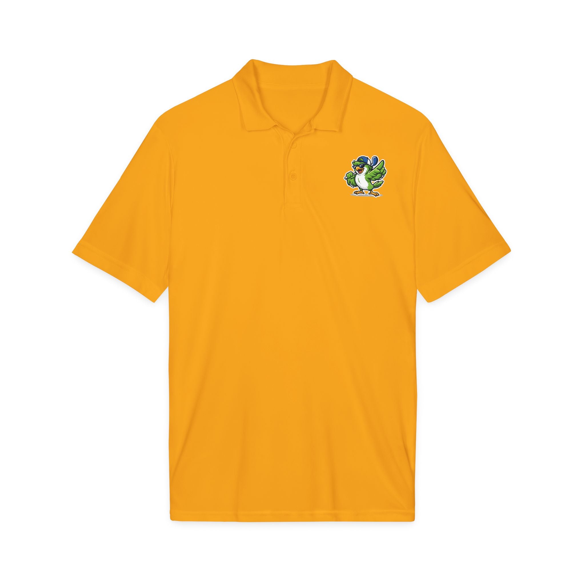 Embroidered Green Parrot Polo — Tropical Bird Chest Logo